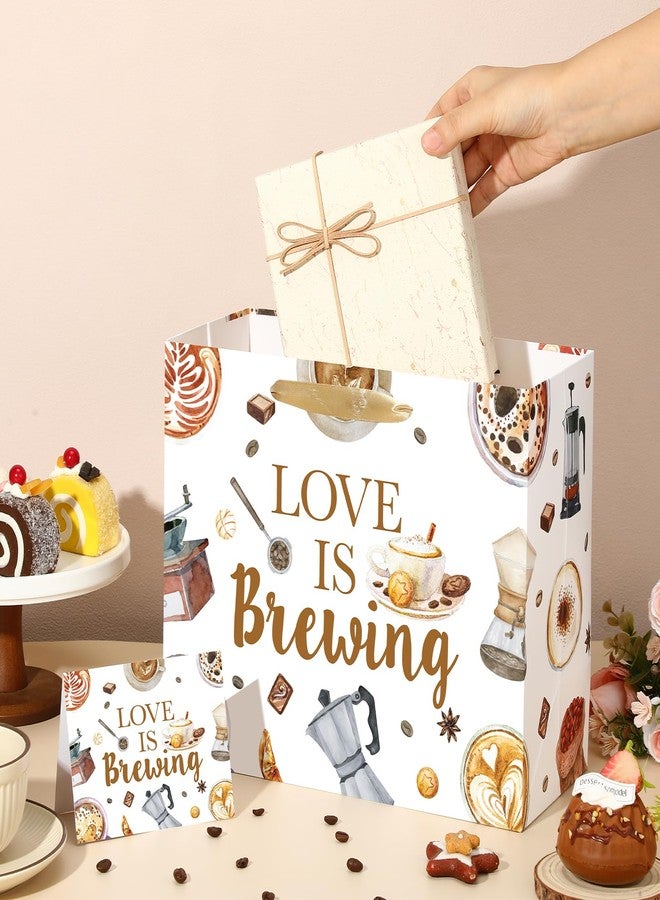 LUUFILx Coffee Bridal Gift Bag Coffee Bridal Shower Decorations Love Is Brewing Wrapping Paper Bags for Girls Women Cafe Bar Theme Bachelorette Bridal Shower Wedding Shower Party Supplies - Image 4