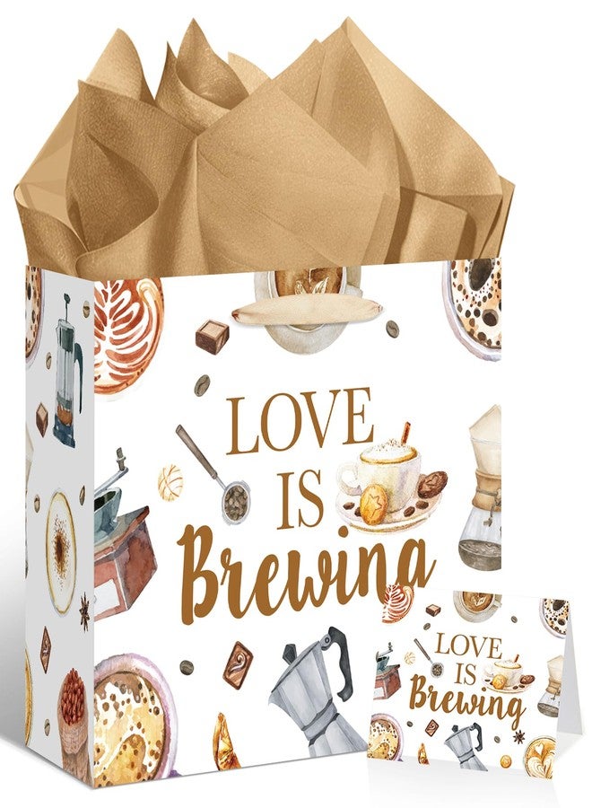 LUUFILx Coffee Bridal Gift Bag Coffee Bridal Shower Decorations Love Is Brewing Wrapping Paper Bags for Girls Women Cafe Bar Theme Bachelorette Bridal Shower Wedding Shower Party Supplies - Image 1
