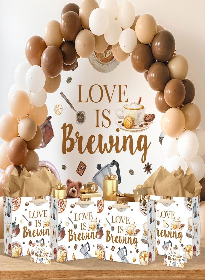 LUUFILx Coffee Bridal Gift Bag Coffee Bridal Shower Decorations Love Is Brewing Wrapping Paper Bags for Girls Women Cafe Bar Theme Bachelorette Bridal Shower Wedding Shower Party Supplies - Image 3