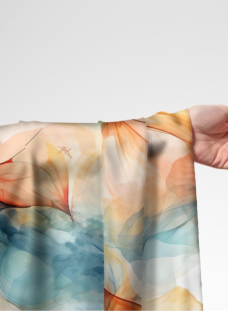 فيلاتو Ø¬Ù„Ø§Ø¨ÙŠØ© Ù…Ø®ÙˆÙŠØ± Ø¯ÙˆØ§Ù…Ø© Ø²Ø±Ù‚Ø§Ø¡ Ø¨Ø±ØªÙ‚Ø§Ù„ÙŠØ© Ù…Ù† Ù‚Ù…Ø§Ø´ Ø­Ø±ÙŠØ± Ø§Ù„Ù„ÙŠÙ„ Ø¹Ø±Ø§Ù…Ù†ÙŠ Ø¨Ø§Ù„ÙŠØ§Ø±Ø¯Ø©ØŒ Ø¹Ø±Ø¶ 58 Ø¨ÙˆØµØ© - Image 1