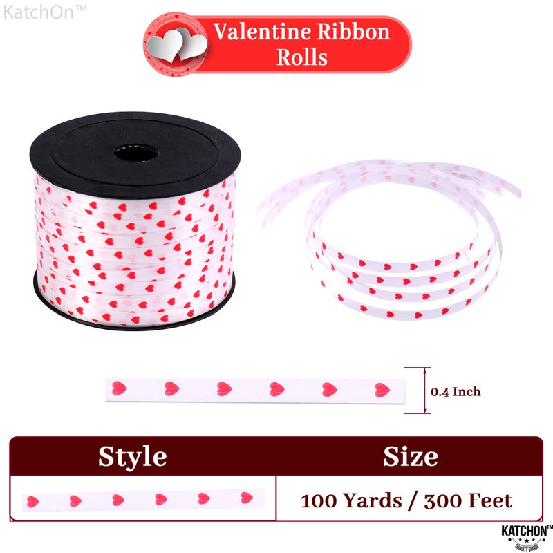 KatchOn, Red Heart Ribbon for Crafts - 100 Yards | Red Heart Curling Ribbon for Valentines Day Decorations | Valentines Ribbon | Bridal Shower Decorations, Happy Anniversary Decorations - Image 2