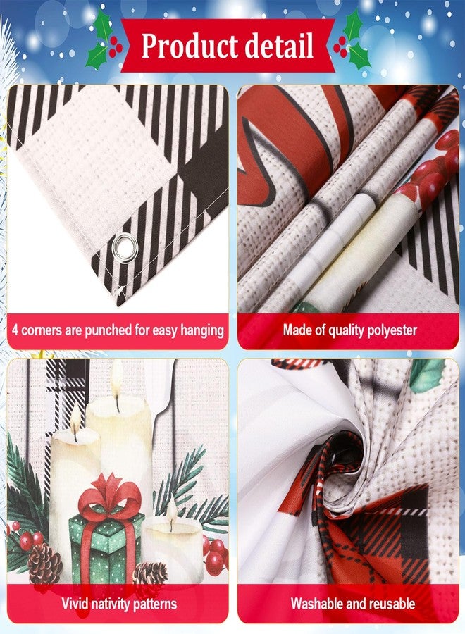Tiamon Christmas Door Cover Religious Front Door Decorations Christmas Begins with Christ Black White Red Buffalo Plaid Cross Jesus Nativity Snowman Backdrop for Winter Holiday Party,35.4 x 70.9 Inch - Image 3