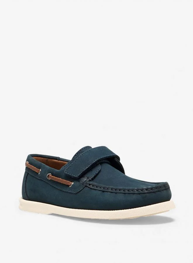 Mister Duchini Boys Hook & Loop Leather Moccasins