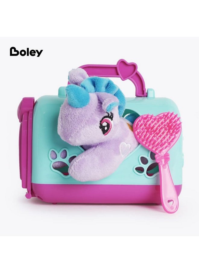 BOLEY - Unicorn Plushie Set With Cage, Unicorn Plush Toy, Purple Unicorn Stuffed Animal, Unicorn Plushie For Kids, Ages 3+ - Image 1