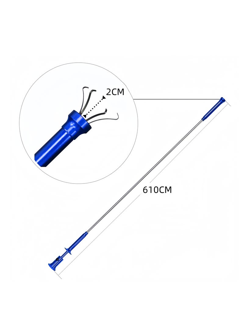 Gripping tool Gripping and stretching tool 360 degree flexible gripping tool Four-claw magnetic pick-up tool with LED light, flexible pick-up tool (BIUE) - Image 4