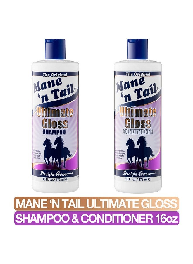 ماين ان تيل مجموعة Mane 'n Tail Ultimate Gloss Combo (16 أونصة) - شامبو وبلسم لإضفاء لمعان ونعومة وكثافة طويلة الأمد لمعطف الخيول وبدة وذيلها - Image 2