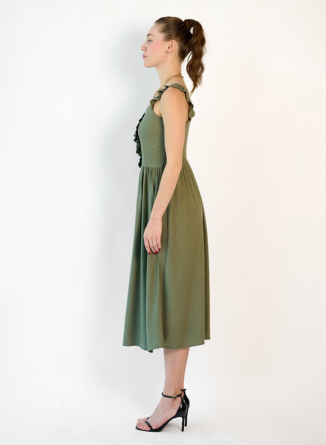 Virgio VIRGIO Linen Midi Ruffle Dress  - Image 3