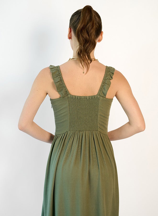 Virgio VIRGIO Linen Midi Ruffle Dress  - Image 5