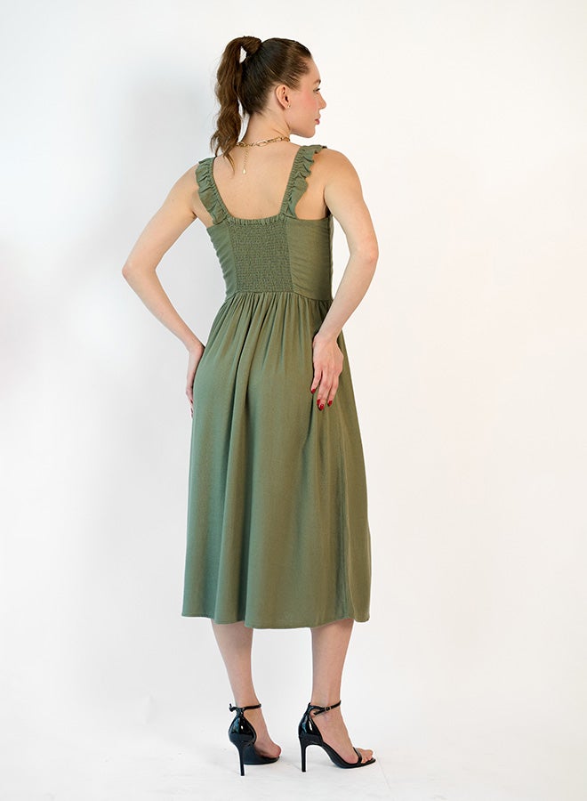 Virgio VIRGIO Linen Midi Ruffle Dress  - Image 4