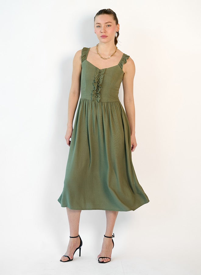Virgio VIRGIO Linen Midi Ruffle Dress  - Image 2