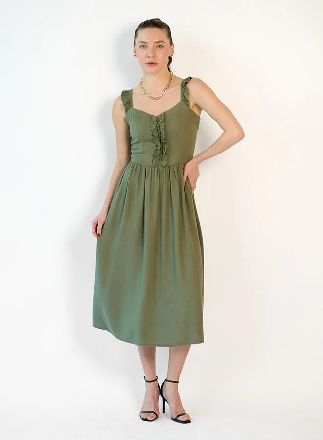 Virgio VIRGIO Linen Midi Ruffle Dress
