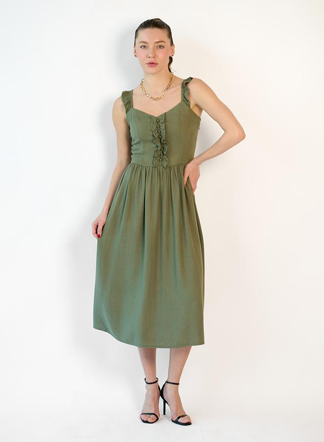 Virgio VIRGIO Linen Midi Ruffle Dress  - Image 1