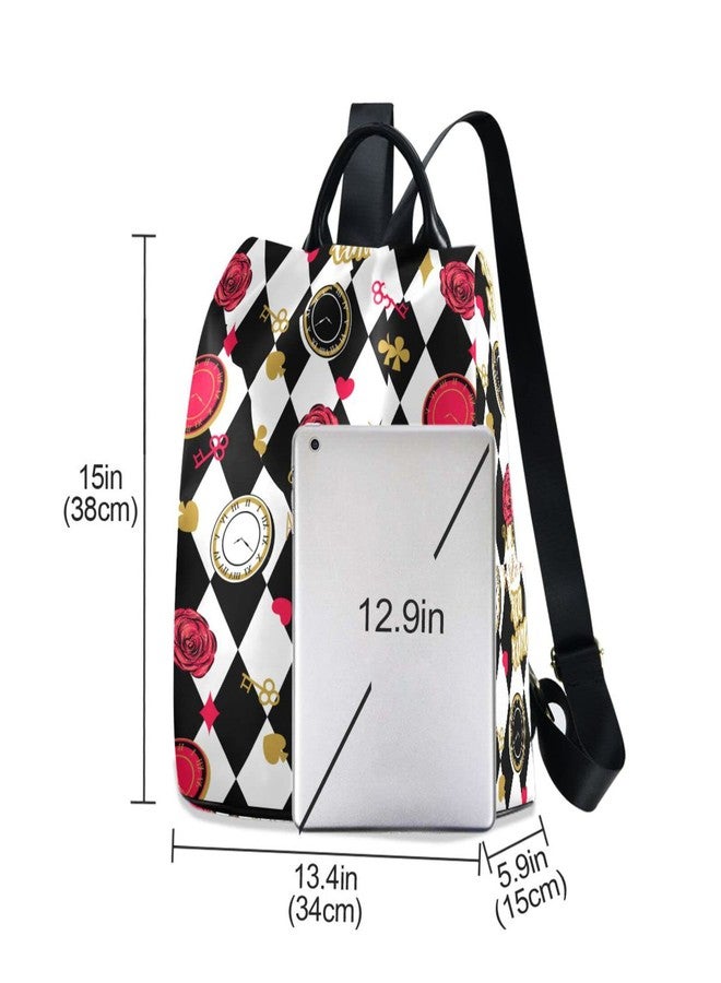 Fustylead Alice Chess Board Backpack Purse for Women Fashion Ladies Shoulder Bags Large Travel Bag - Image 3