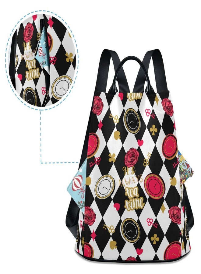 Fustylead Alice Chess Board Backpack Purse for Women Fashion Ladies Shoulder Bags Large Travel Bag - Image 4