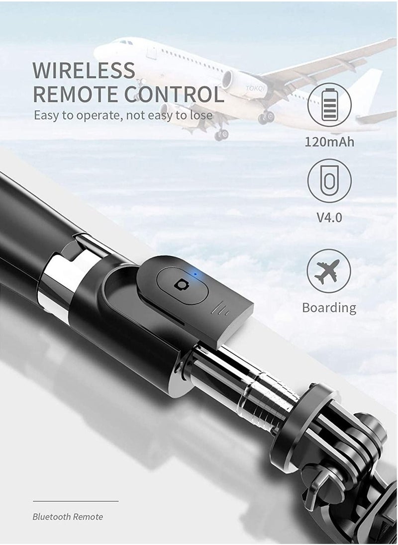 TYCOM - Selfie Stick 3 in 1 Extendable Selfie Stick Tripod with Detachable Bluetooth Wireless Remote Phone Holder for iPhone 12/Xs/iPhone 8/iPhone 11/11pro Galaxy S10/S9 Plus/S8/Note8 LG (L02 Black) - Image 1