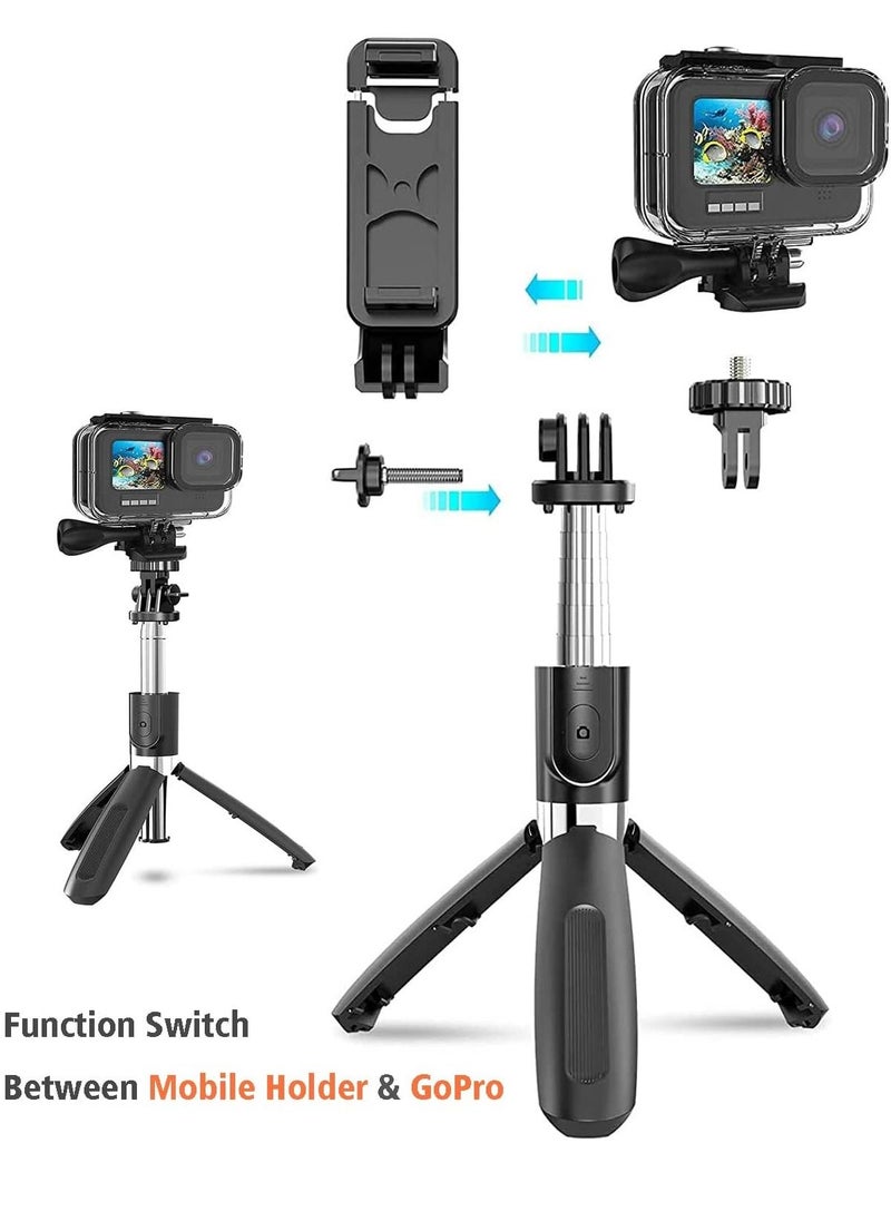 TYCOM - Selfie Stick 3 in 1 Extendable Selfie Stick Tripod with Detachable Bluetooth Wireless Remote Phone Holder for iPhone 12/Xs/iPhone 8/iPhone 11/11pro Galaxy S10/S9 Plus/S8/Note8 LG (L02 Black) - Image 1