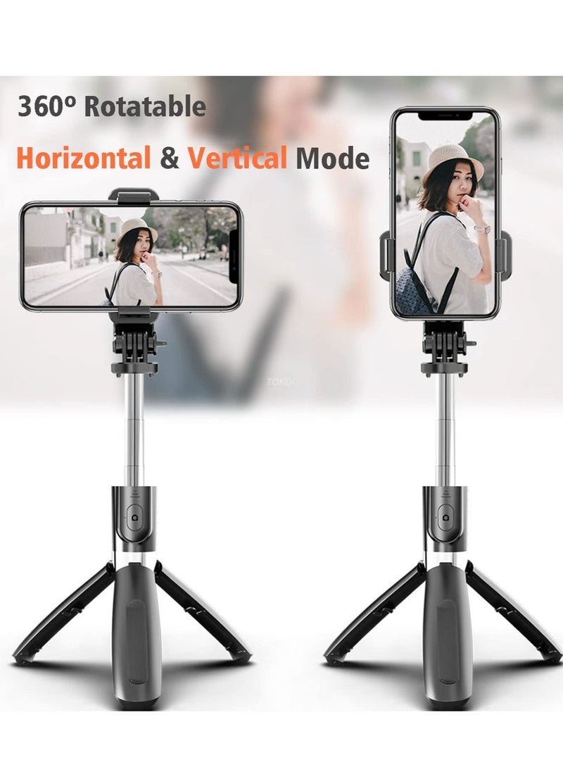 TYCOM - Selfie Stick 3 in 1 Extendable Selfie Stick Tripod with Detachable Bluetooth Wireless Remote Phone Holder for iPhone 12/Xs/iPhone 8/iPhone 11/11pro Galaxy S10/S9 Plus/S8/Note8 LG (L02 Black) - Image 1