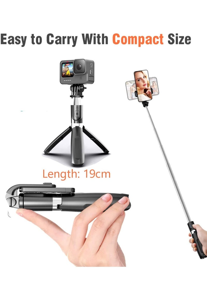 TYCOM - Selfie Stick 3 in 1 Extendable Selfie Stick Tripod with Detachable Bluetooth Wireless Remote Phone Holder for iPhone 12/Xs/iPhone 8/iPhone 11/11pro Galaxy S10/S9 Plus/S8/Note8 LG (L02 Black) - Image 1