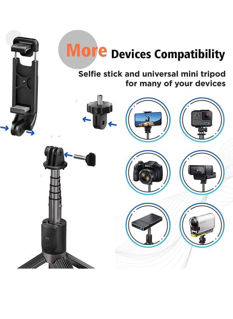 TYCOM - Selfie Stick 3 in 1 Extendable Selfie Stick Tripod with Detachable Bluetooth Wireless Remote Phone Holder for iPhone 12/Xs/iPhone 8/iPhone 11/11pro Galaxy S10/S9 Plus/S8/Note8 LG (L02 Black) - Image 1