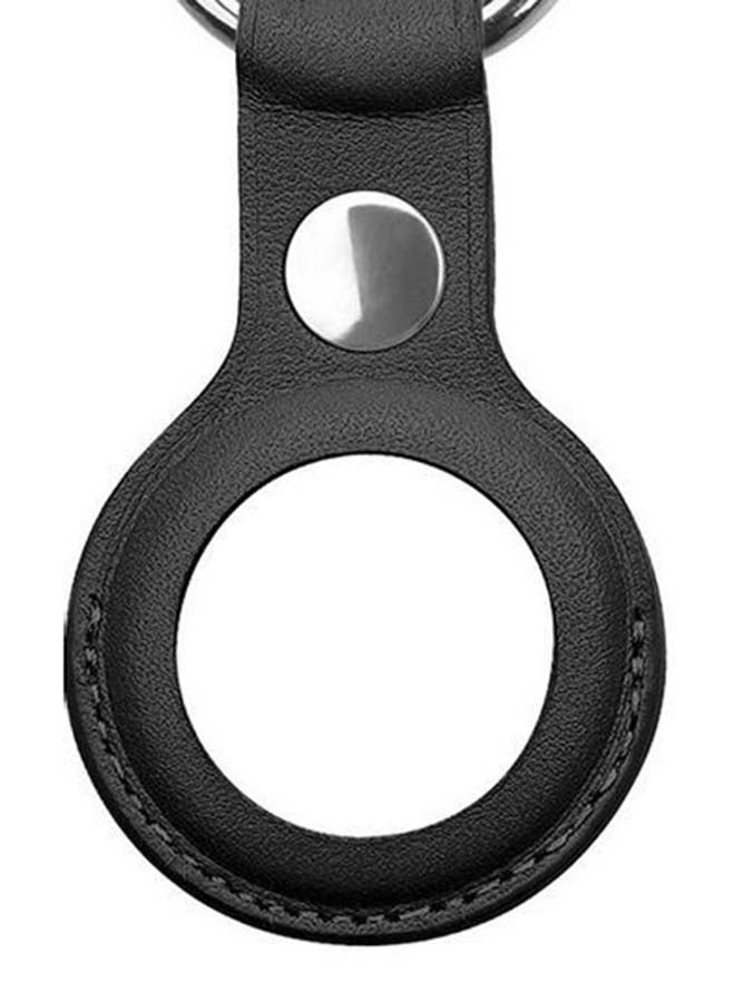Protective Leather Case Cover For Apple AirTag With Key Ring Black - Image 4