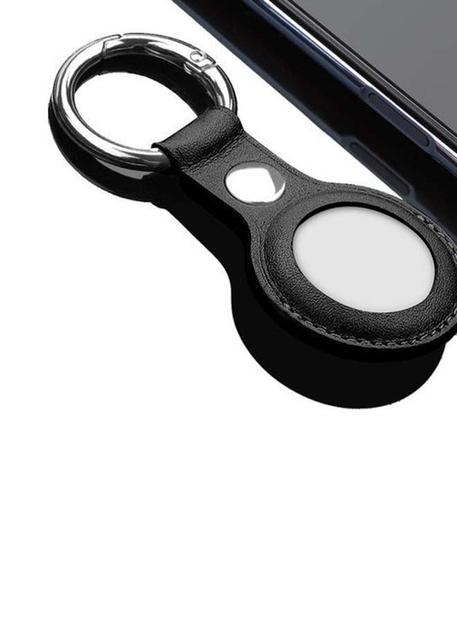 Protective Leather Case Cover For Apple AirTag With Key Ring Black - Image 5