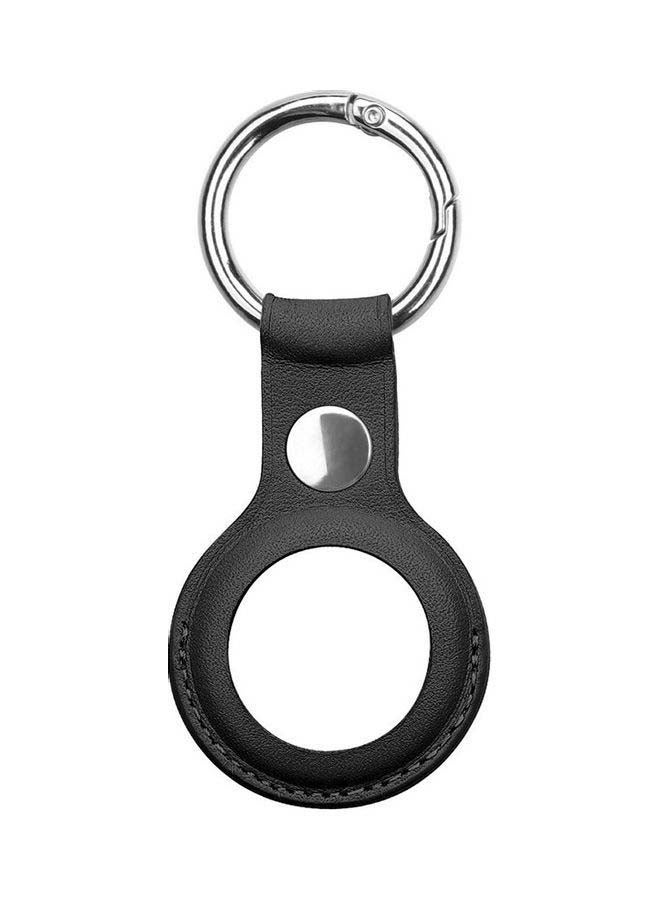 Protective Leather Case Cover For Apple AirTag With Key Ring Black - Image 1