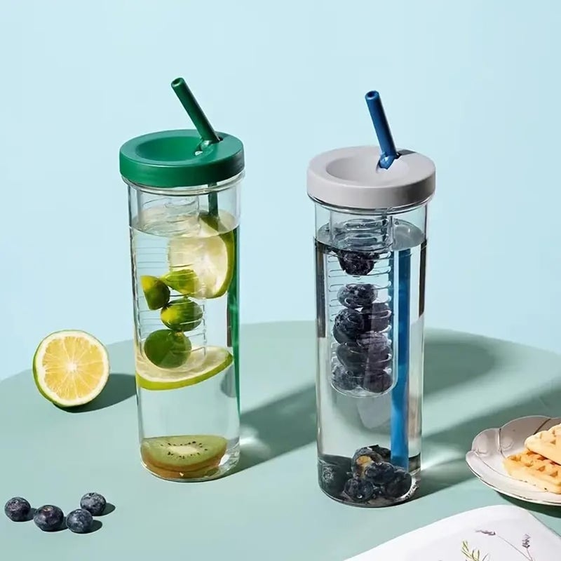 Eco Shopee SHOPPING SIMPLIFIED Eco Shopee SHOPPING SIMPLIFIED Fruit Infuser Water Bottle With Straw Clear Drinking and Leakproof Bottle for Home Travelling Office or Parties Multicolor Bottle IB3010 1 - Image 4