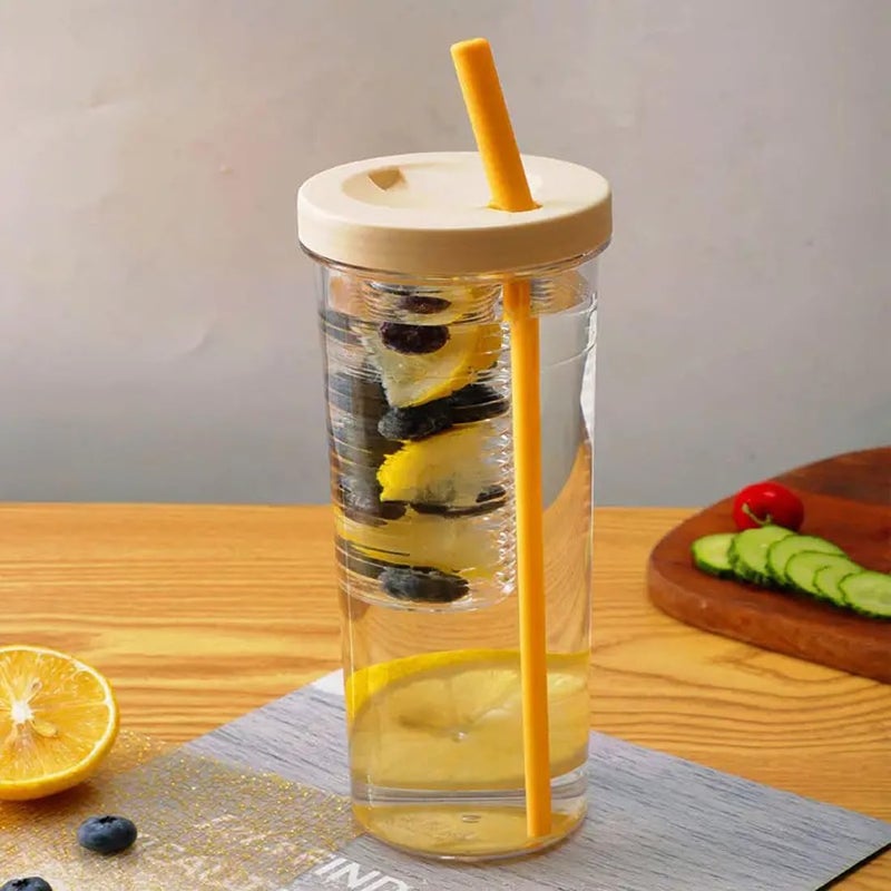 Eco Shopee SHOPPING SIMPLIFIED Eco Shopee SHOPPING SIMPLIFIED Fruit Infuser Water Bottle With Straw Clear Drinking and Leakproof Bottle for Home Travelling Office or Parties Multicolor Bottle IB3010 1 - Image 1