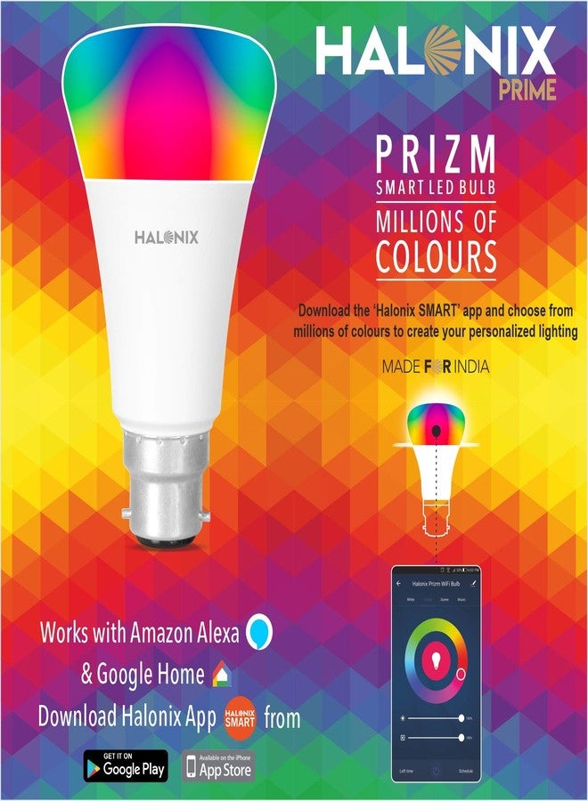 Halonix Wi-Fi Enabled Smart LED Bulb 12W B22D (16 Million Colors + Warm White/Neutral White/White) (Compatible with Amazon Alexa and Google Assistant) - Image 2