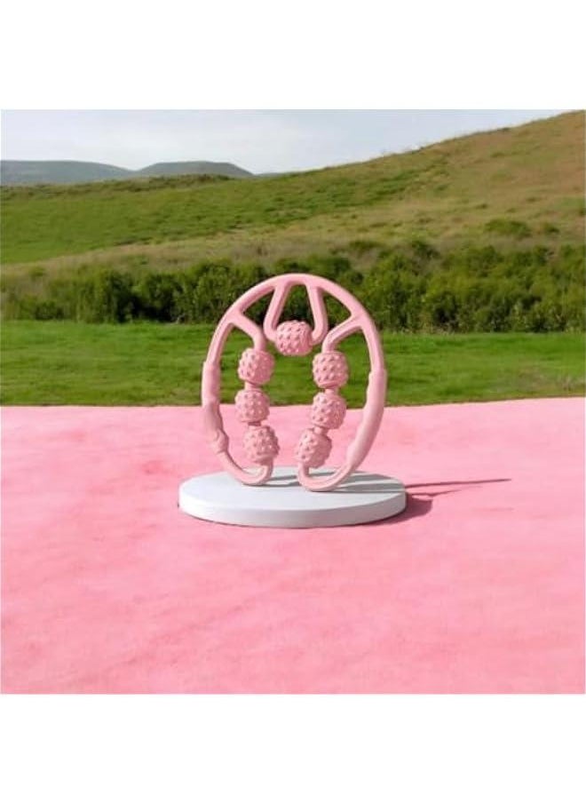 KHAJUL Muscle Roller Weight Loss for Calf, Leg, Arm, Tennis Elbow and Golfer Elbow, Foam Roller Deep Massage Tool for Relieve Muscle Soreness, Stiffness and Tight Muscles 7 Wheel (Pink)  - Image 4