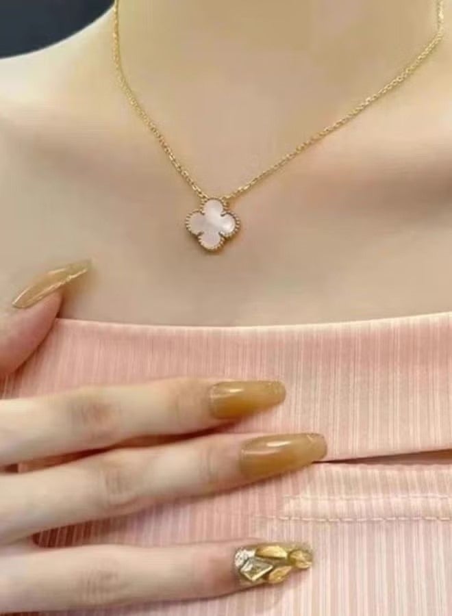 Women's 18k Gold Petal necklace, Reversible Lucky Flower Clover  - Image 2