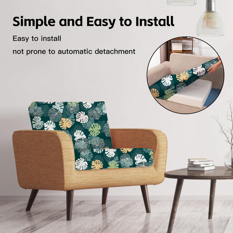MRGSDL 8Pcs Patio Cushion Covers,Outdoor Cushions Covers,Stretch Cushion Covers Replacement, Washable and Reusable Furniture Protectors(Green Charm) - Image 5