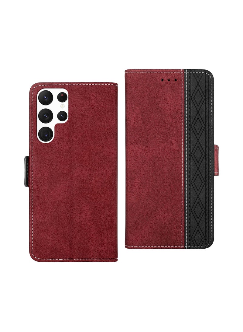 Suteni Flip Cover Magnetic Buckle Card Slots Leather Phone Case for Samsung - Image 1