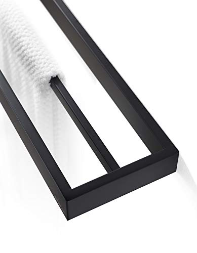 BUVELOT Double Towel Bar, Black Towel Shelf 24 Inch, Hotel Style Towel Holder, Towel Racks for Bathroom, Contemporary Bath Towel Bar Wall Mounted, Matte Black, 073080-MB Ler Series - Image 2