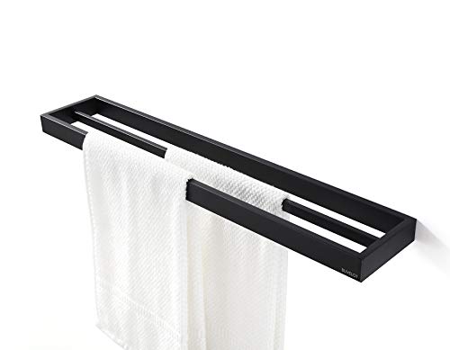 BUVELOT Double Towel Bar, Black Towel Shelf 24 Inch, Hotel Style Towel Holder, Towel Racks for Bathroom, Contemporary Bath Towel Bar Wall Mounted, Matte Black, 073080-MB Ler Series - Image 5