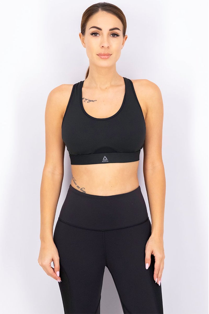 Reebok حمالة صدر تدريب مبطنة للنساء، سوداء - Image 1
