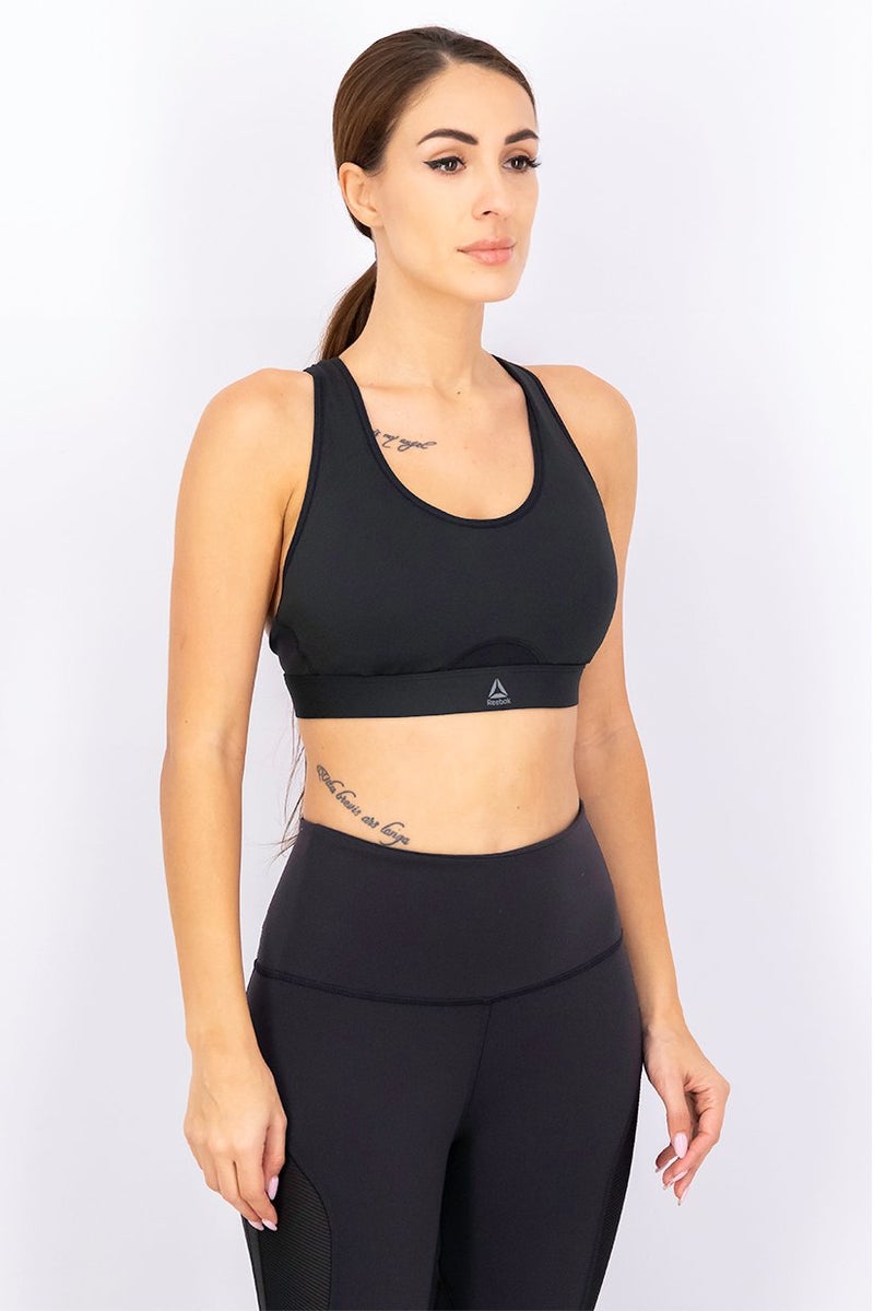Reebok حمالة صدر تدريب مبطنة للنساء، سوداء - Image 3