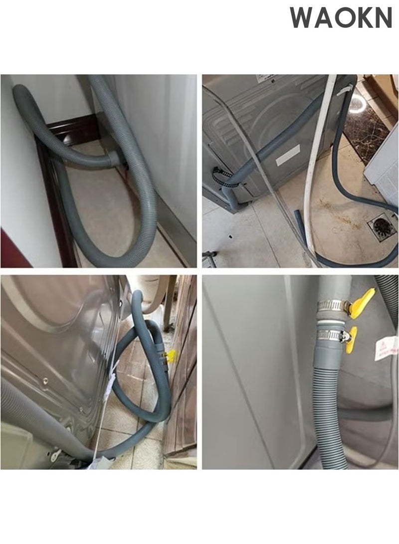 WAOKN Dishwasher Washing Machine Drain Hose Extension 2Metre Flexible ,Premium Quality Extra Long Universal Washing Machine Dishwasher Inlet Fill Hose,Corrugated Washer Drain Hose with 1 Adapter 1 U-Bend Holder and 4 Hose Clamps. - Image 5