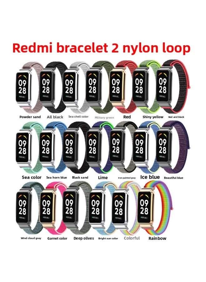 ماركة غير محددة - مناسب لسوار Mi الأحمر 2 لسوار XiaomiRedmi Band2 إطار حماية معدني + سوار معصم منسوج من النايلون-اللون: رمان-المواصفات: سوار Mi أحمر 2 [إطار معدني + حزام نايلون] - Image 1