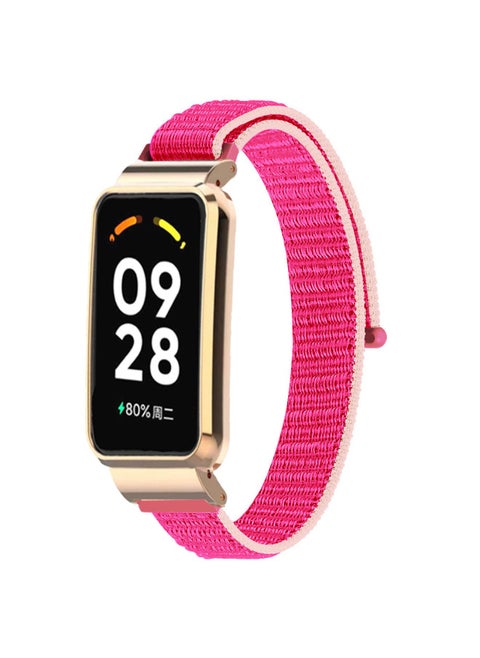 مناسب لسوار Mi الأحمر 2 لسوار XiaomiRedmi Band2 إطار حماية معدني + سوار معصم منسوج من النايلون-اللون: رمان-المواصفات: سوار Mi أحمر 2 [إطار معدني + حزام نايلون]