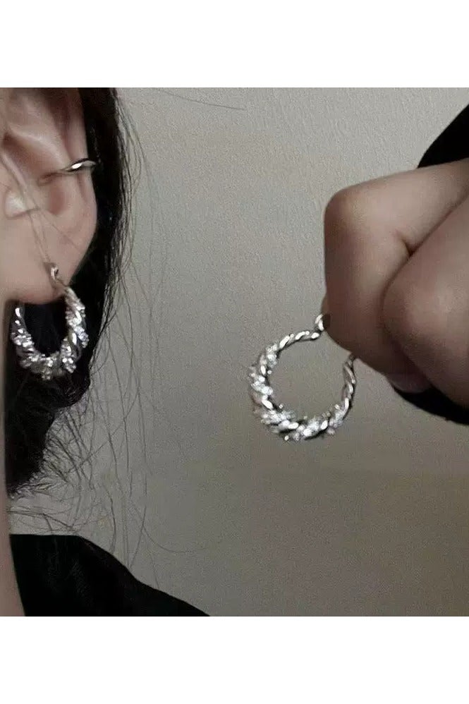 Goolsky Luxury Twisted Zircon Ear Cuff Earrings – Unique Spiral Design, Sparkling Crystal Studs, High-End Minimalist Jewelry for Women - Image 1