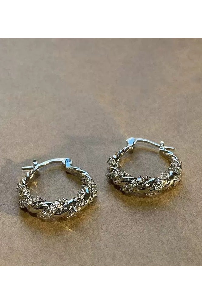 Goolsky Luxury Twisted Zircon Ear Cuff Earrings – Unique Spiral Design, Sparkling Crystal Studs, High-End Minimalist Jewelry for Women - Image 5
