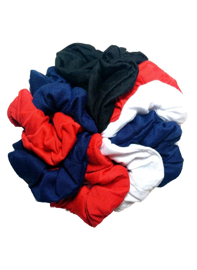 Threddies Cotton Scrunchie Set, Set of 10 Soft Cotton Scrunchies (Classic Colors) 