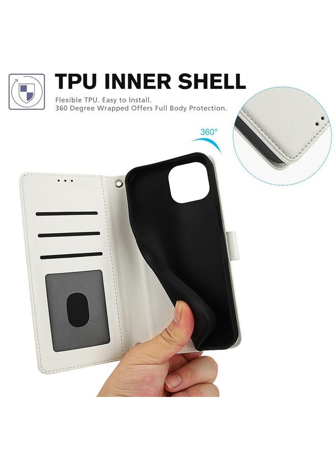 Zaboon Case For iPhone 11 Skin Feel Pure Color Card Slots Leather Phone Case with Dual Lanyard - Image 4