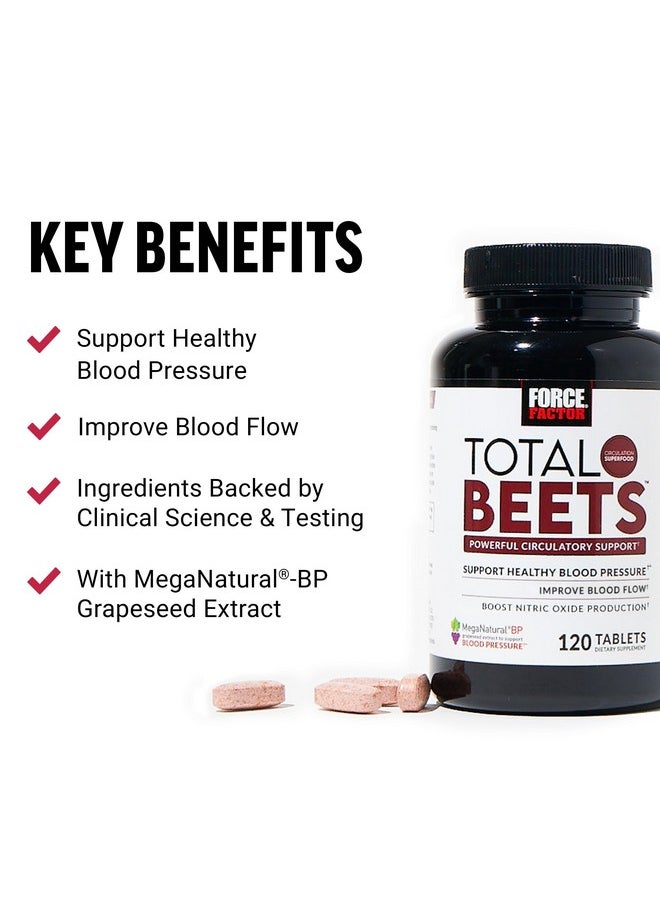 Force Factor Force Factor Total Beets Blood Pressure Support with Grape Seed Extract and Non GMO Beet Root Powder for Heart Health, Circulation, & Blood Flow, 120 Count  - Image 1