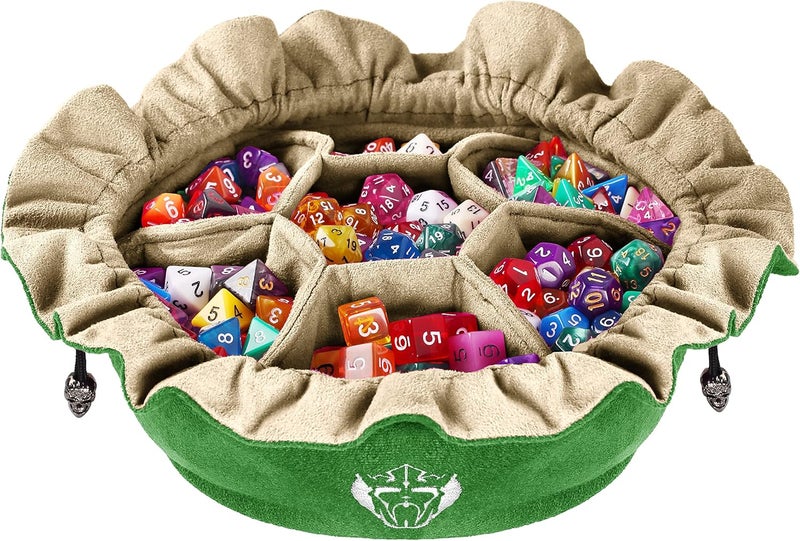 CARDKINGPRO Immense Dice Bags with Pockets - Green - Capacity 150+ Dice - Great Organizer for Dice Hoarders, Perfect for Dungeons and Dragons [Patented Design] - Image 1