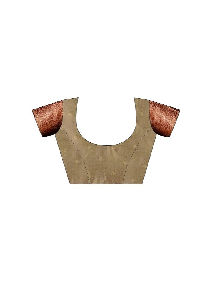 مملكة الإكسسوارات ساري كانجيفارام ناعم من باناراسي جاكار للنساء من مجموعة أكسسورايز كينجدوم مع قطعة بلوزة غير مخيطة - Image 5