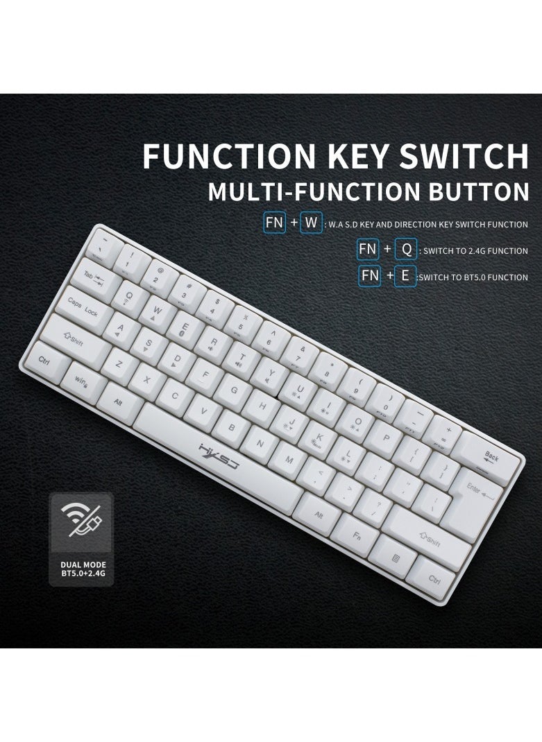 HXSJ - NEW HXSJ Wireless Gaming Keyboard 2000mAh Backlit Mini 61 Key With Bluetooth and 7 Keys Colorful Lighting Programmable Gaming Wireless Mouse - Image 1