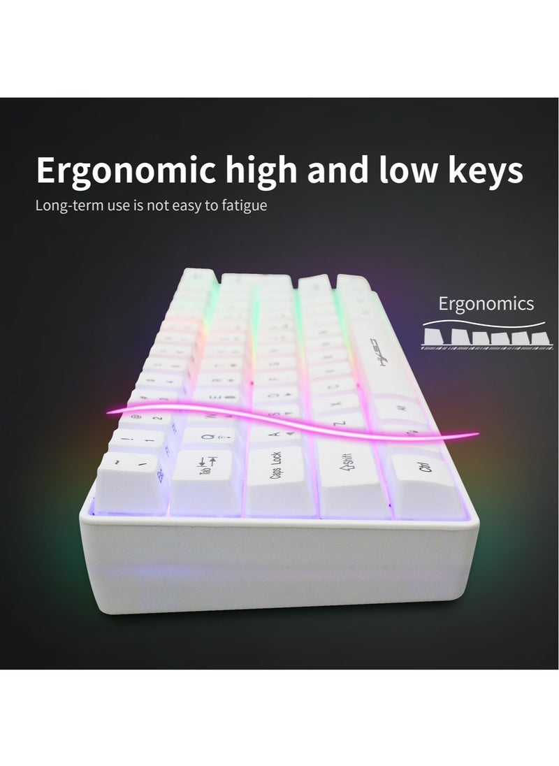 HXSJ - NEW HXSJ Wireless Gaming Keyboard 2000mAh Backlit Mini 61 Key With Bluetooth and 7 Keys Colorful Lighting Programmable Gaming Wireless Mouse - Image 1