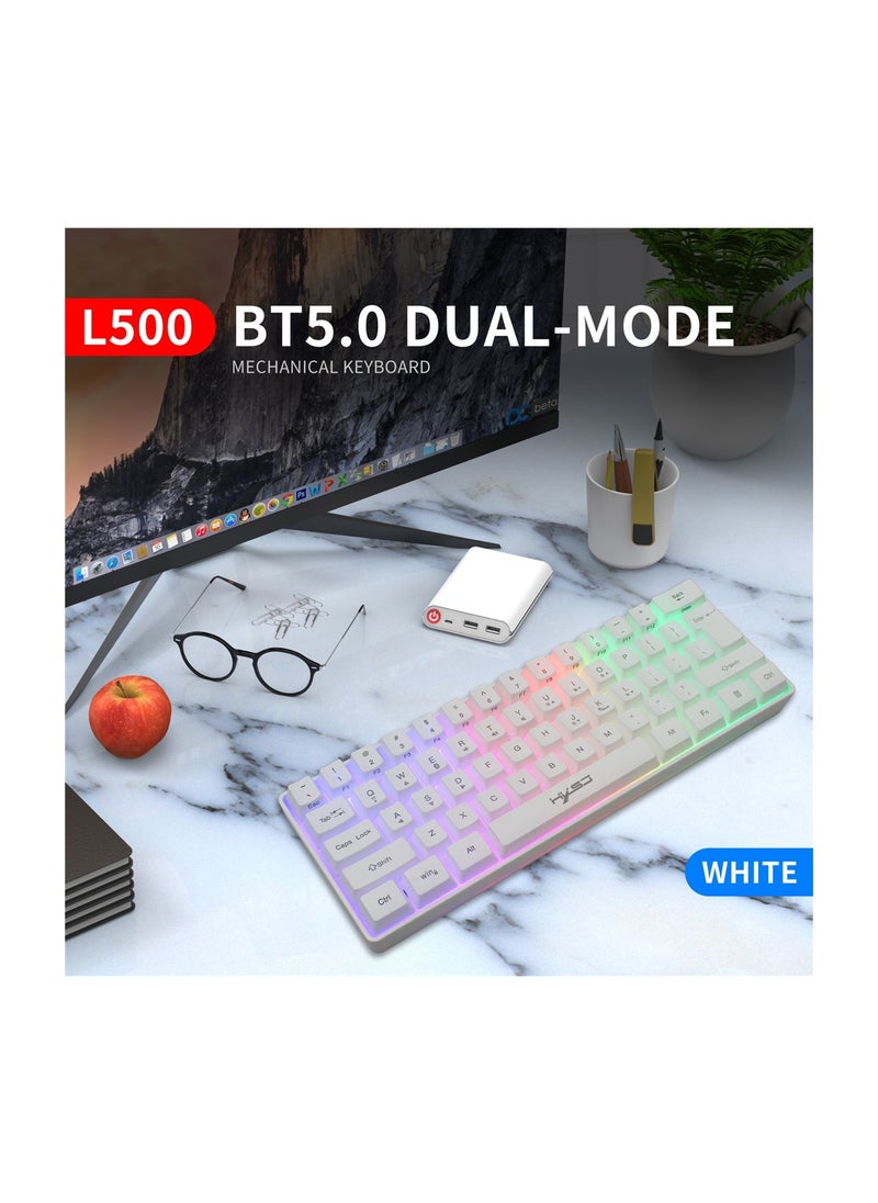 HXSJ - NEW HXSJ Wireless Gaming Keyboard 2000mAh Backlit Mini 61 Key With Bluetooth and 7 Keys Colorful Lighting Programmable Gaming Wireless Mouse - Image 1